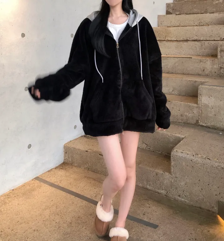 당일🚀[보온성갑/남여공용] 포근 양털 보들 플리스 투웨이 집업 곰돌이 후드 후리스 상세 이미지 18