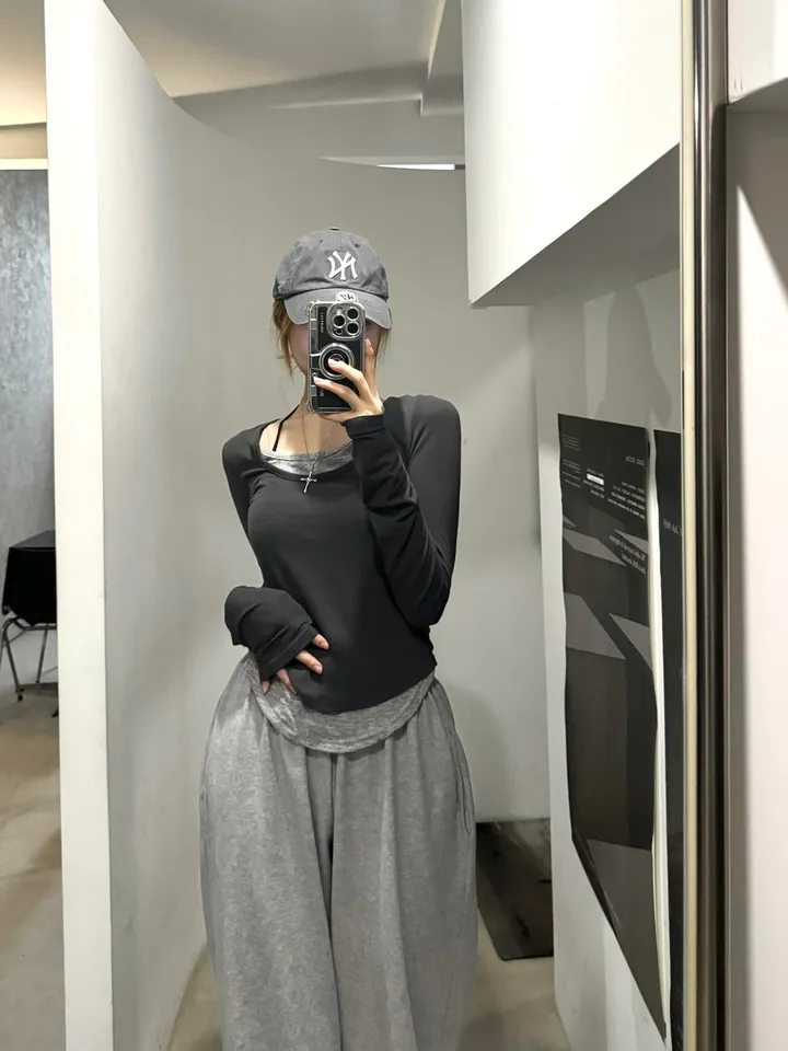 [핏보장/말라핏] 레이어드 여리슬림 유넥 쫀득티셔츠 상세 이미지 4
