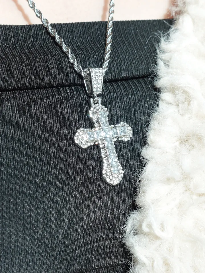 [s.steel/3color] bold cubic cross necklace | 볼드 큐빅 십자가 목걸이 상세 이미지 17