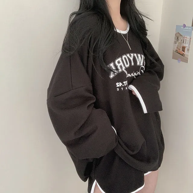 [여름 세트상품!] 랍빠포인트 뉴욕 박시핏 부드러운 트레이닝세트 긴팔 반바지 상세 이미지 11