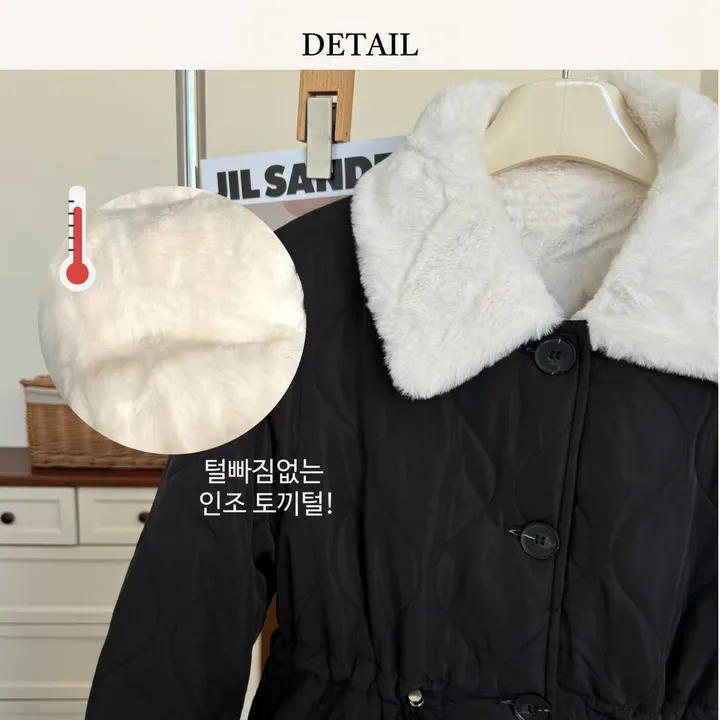 [당일출고/고퀄💯] 안감전체퍼 퍼카라 누빔 밍크 롱패딩 코트,2color 상세 이미지 4