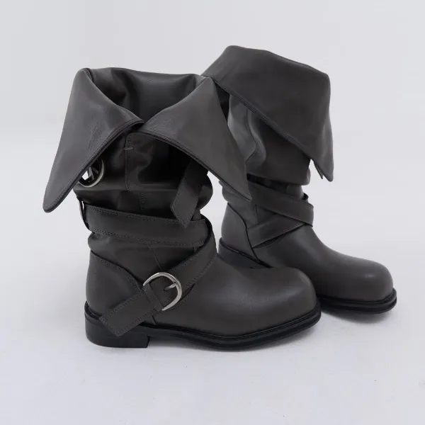 crack fold leather boots
