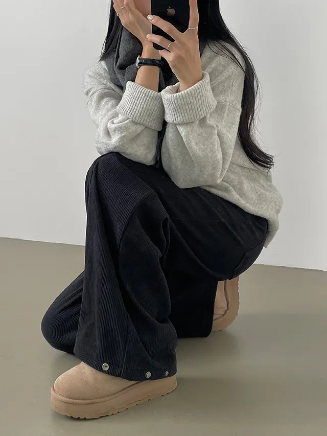 [한파대비/3기장~2XL!] 스냅버튼 융기모 코듀로이 골덴 폴딩 와이드팬츠 4color 상세 이미지 46