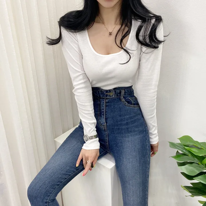 🚀당일발송🚀[묶음할인/데일리템] 봄 가을 디아 카야 둥근 스퀘어 긴팔 티셔츠 이너티 상세 이미지 10
