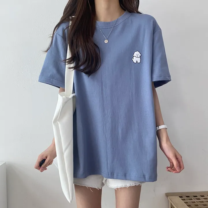 [묶음 할인/꾸안꾸] 귀여운 흰둥이 패치 반팔티 5color 상세 이미지 9