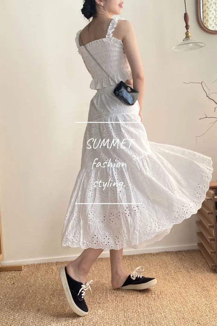 여름신상] 레이스 스모크 나시 롱  스커트 세트  여름나시 여름 롱 스커트 세트가격 1color [2pcs] 상세 이미지 33