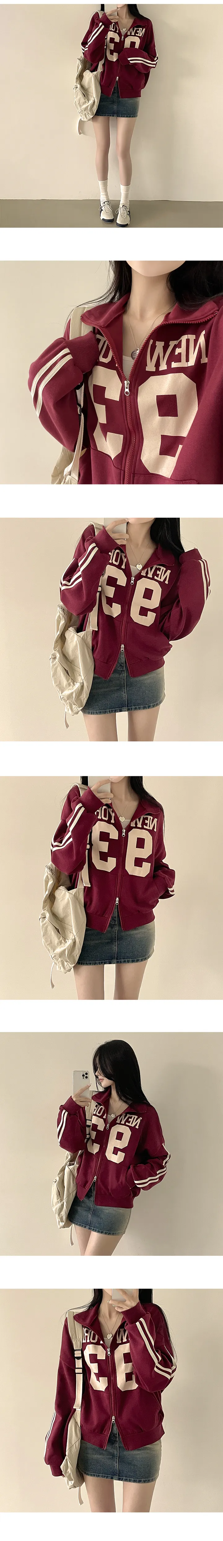 [투웨이/아방핏] 귀여움 보장! 뉴욕 레터링 하이넥 카라 루즈핏 투웨이 집업 (6color) 상세 이미지 8
