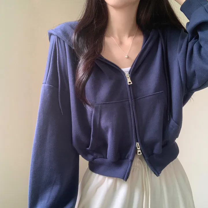 [아방귀염핏💕/투웨이] 로멜 크롭 루즈핏 벌룬 김팔 투웨이 후드 집업 상세 이미지 11