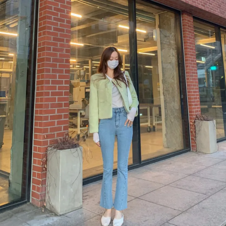 [2천장돌파‍🔥누빔선택!!] 앙고라 트위드 국내 펄 콕콕 퍼 겨울 트위드 자켓 노카라 포켓 간절기 하객룩 크롭 숏자켓 그린 소라 아이보리 핑크 상세 이미지 18
