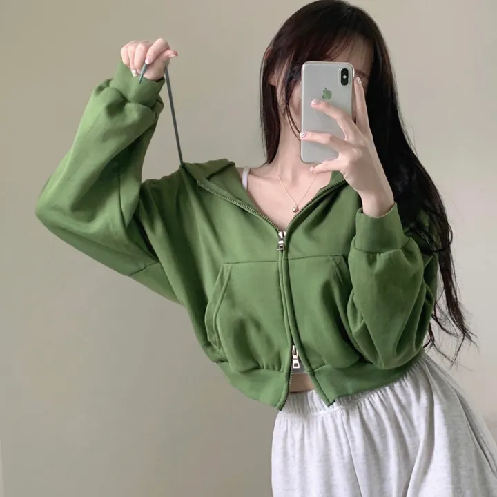 [아방귀염핏💕/투웨이] 로멜 크롭 루즈핏 벌룬 김팔 투웨이 후드 집업 상세 이미지 2