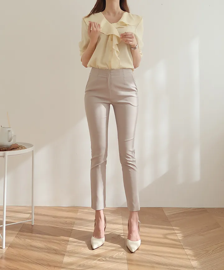 [55~77/일반,기모] 인생핏 슬림 일자 스키니핏 하이웨스트 스판 간절기 겨울 슬랙스 상세 이미지 3