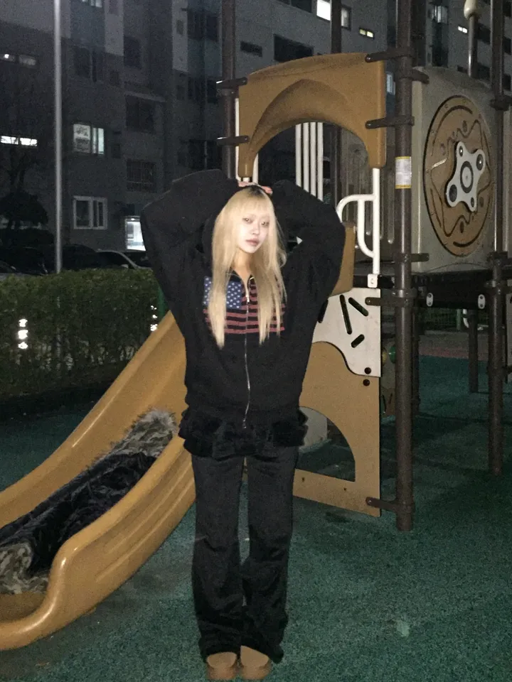 (기모ver) American flags cropped hooded zip-up [2color] 상세 이미지 19