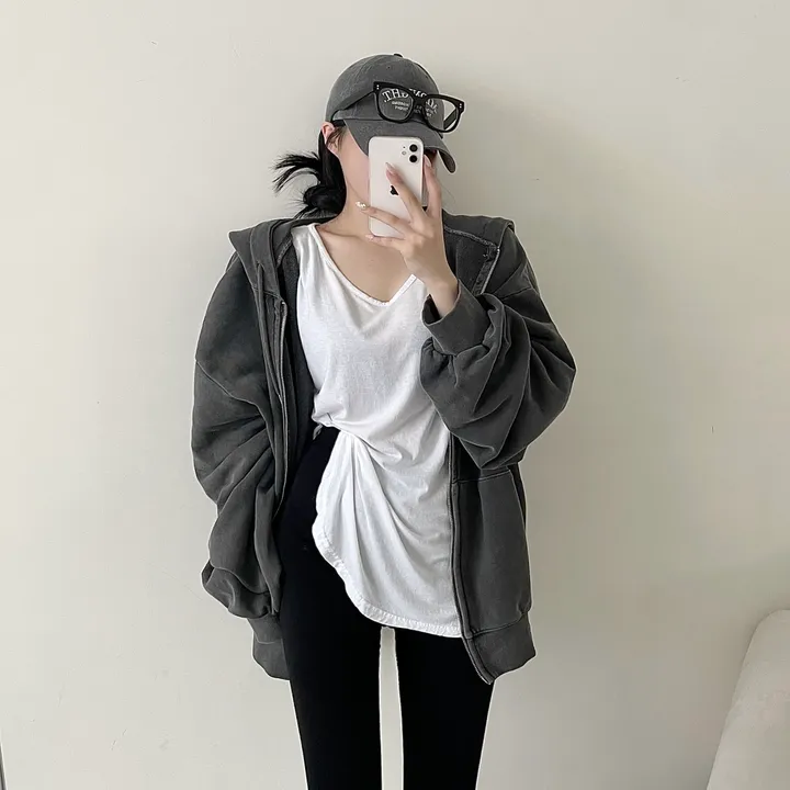 [커플템왕추천❤️/탄탄고퀄] 베이 피그먼트 쭈리 투웨이 후드집업 상세 이미지 3
