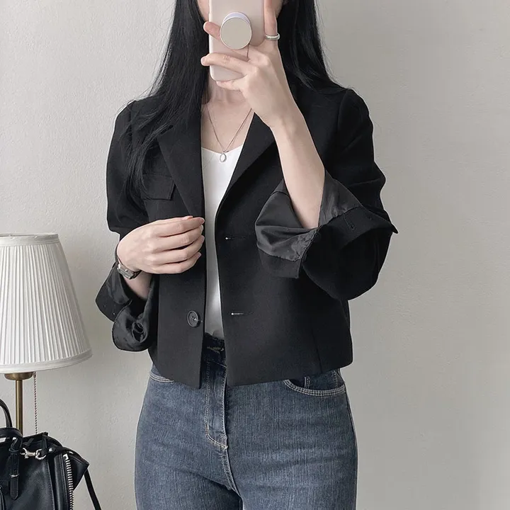 봄자켓*.* [패드없는, 퀄리티굿] 소매트임 크롭 자켓 상세 이미지 67