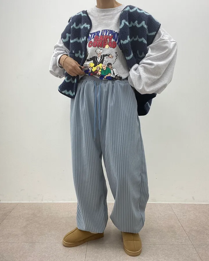 왕골 벨로아 조거 팬츠 빅사이즈 오버핏 (밴딩편해요) 4color 상 상세 이미지 22