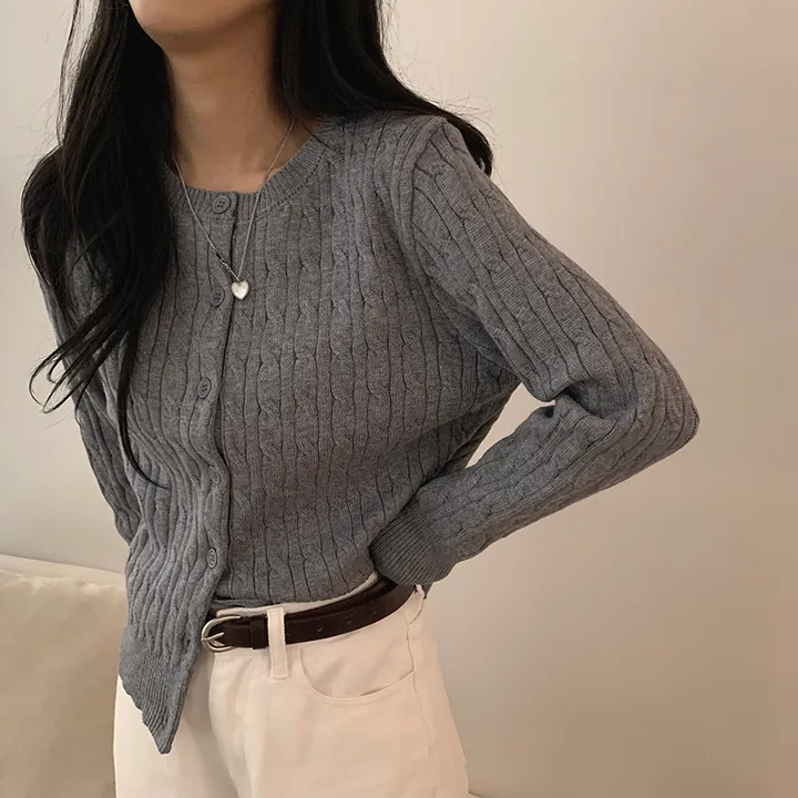 묶음할인🤍[겨울⛄️] 리즈 꽈배기 라운드 니트 가디건 상세 이미지 10