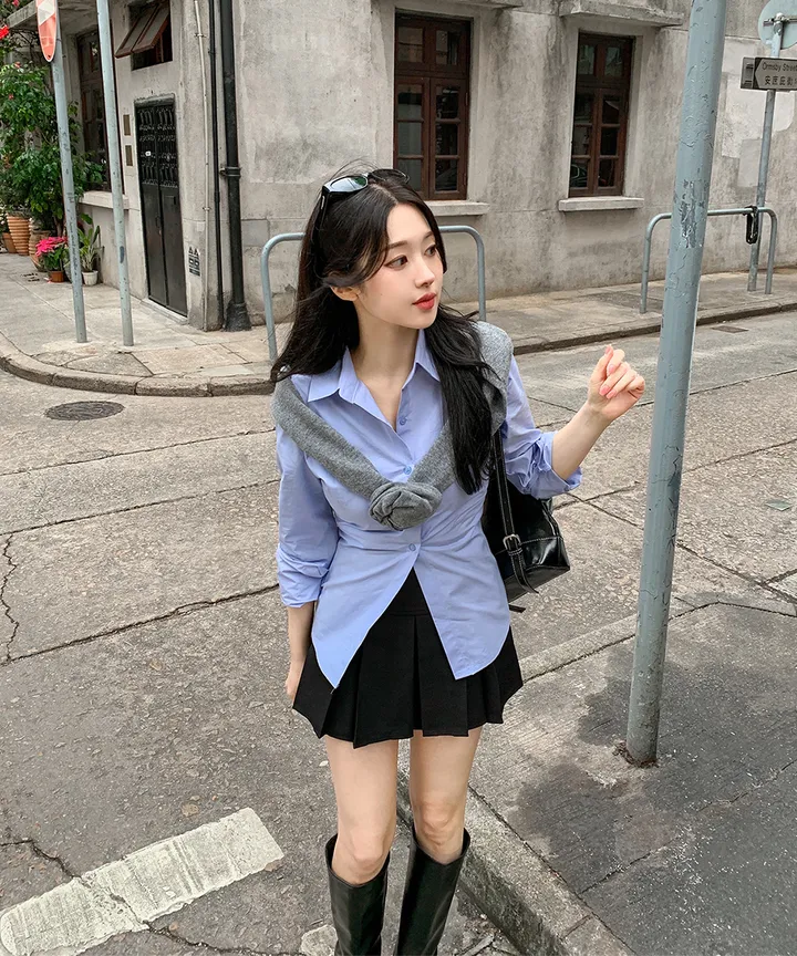 [귀욤아방핏🤎완전강츄] 하이넥 하프 숏 트렌치코트 오버핏 루즈핏 A라인 케이프 바바리 자켓 야상 점퍼 봄 가을 간절기 아우터 데일리룩 2COL 상세 이미지 33