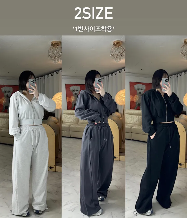 [2사이즈/빅사이즈]벨 크롭 후드집업 상세 이미지 1