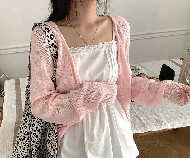 [데일리가디건💗] 데이쥬 팬던트 루즈핏 레이어드 브이넥 니트 가디건 봄 여름 가을 / 벚꽃룩 캠퍼스룩 데일리룩 클래식블랑 상세 이미지 10