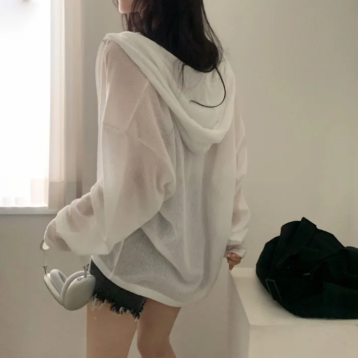 [여름아우터!/은은한비침] 한여름까지 필요한 투웨이 시스루 니트 후드집업,점퍼 - 5color 상세 이미지 7