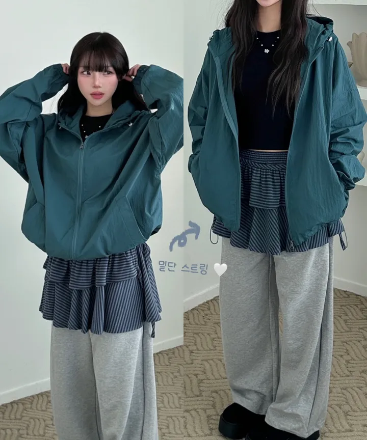 *여름가능ღ [UNISEX] 리사 후드 바람막이 점퍼 시스루 박시 윈드브레이커 (6color) 상세 이미지 2