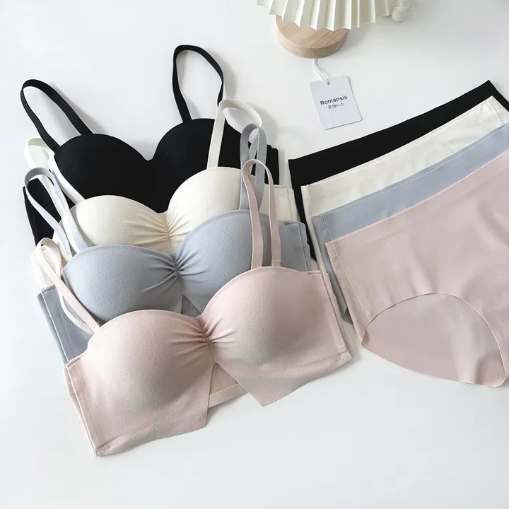 볼륨업 하프컵 반컵브라 심리스 뽕브라 노와이어 편한 오프숄더 튜브탑 A컵 AA컵 여름 끈없는 브라탑 팬티 속옷 세트 상세 이미지 27