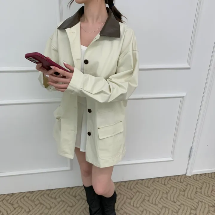 [워크자켓 봄 간절기] 카라배색 캐치워크자켓 상세 이미지 10