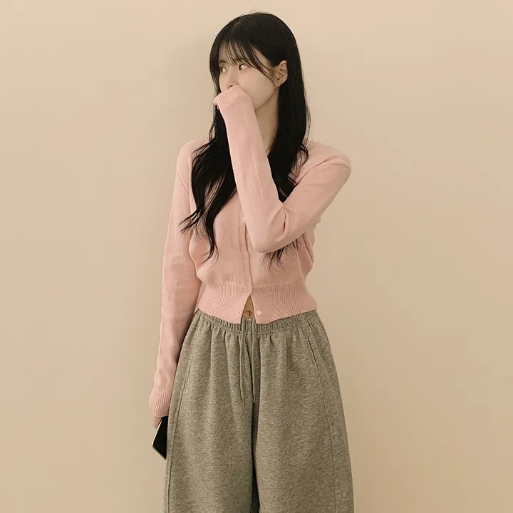 [울100✨허리잘록핏!] 크롭 브이넥 니트 파스텔 봄가디건 상세 이미지 12