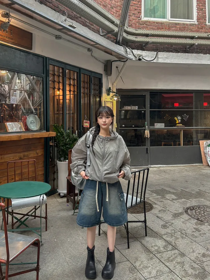 [버뮤다입문👖S~XL] *허리조절* 빈티지 워싱 카고 데님 버뮤다 반바지 5부 숏 팬츠 봄 간절기 청바지 썸머 하프 바지 스트랩 y2k 하이웨스트 하체커버4type 상세 이미지 17