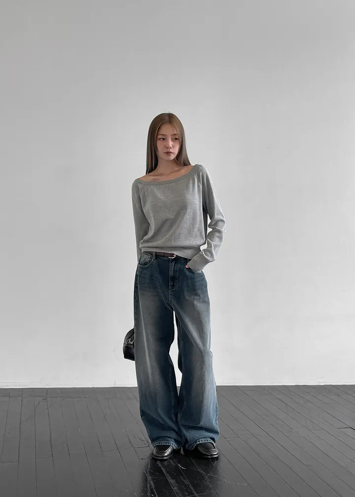 [6천장판매] 마럼블 워싱 와이드 데님팬츠 상세 이미지 12