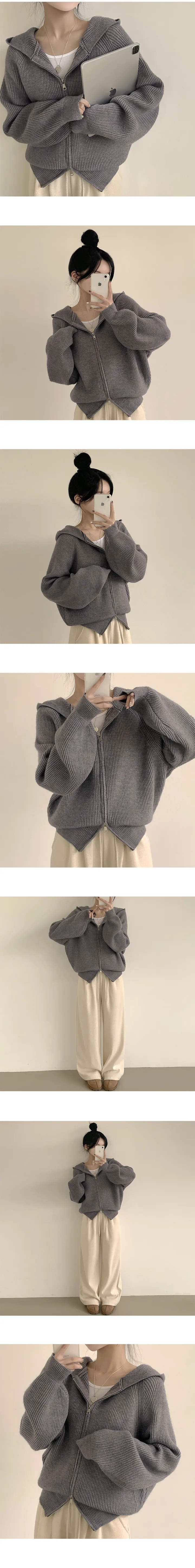 [박시ver/고퀄,꾸안꾸!] 부드러운 울소재, 투웨이 후드 루즈핏 집업 니트가디건 (5color) 상세 이미지 6
