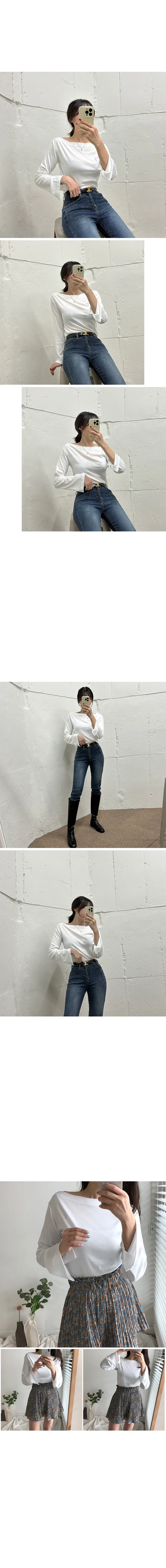 💖단독제작 🚀당일발송!!찰랑찰랑 소매 트임 보트넥티, 트넥티, 입술넥 티, 연말룩 긴팔티 상세 이미지 8