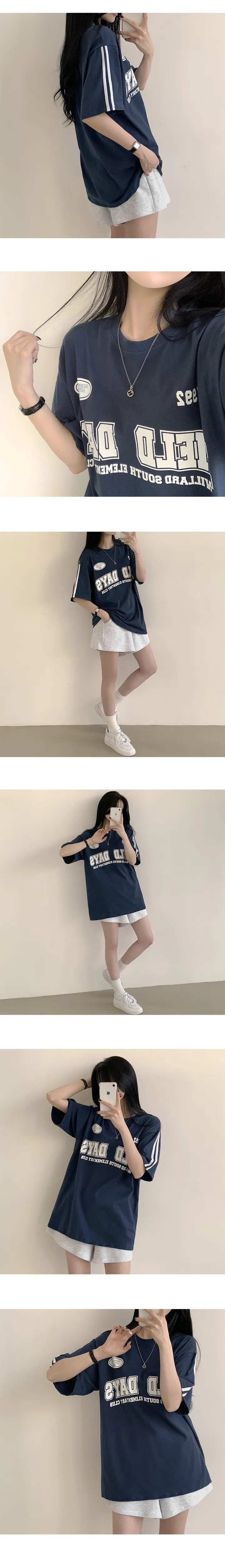 [스포티/오버핏] 확실한 포인트! 레터링 프린팅 박시 라운드 반팔티셔츠 (4color) 상세 이미지 7