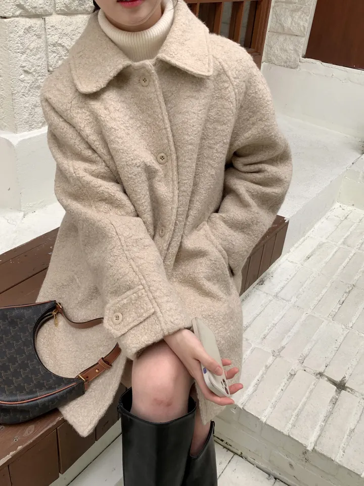 [안감누빔]테이퍼 부클 하프코트*베이지 당일발송 상세 이미지 28