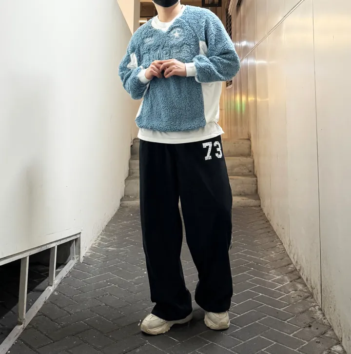 [1+1할인]덤블 양털 밍크 후리스 자수 패치 블록코어 스트링 오버핏 브이넥 아노락 맨투맨 상세 이미지 144