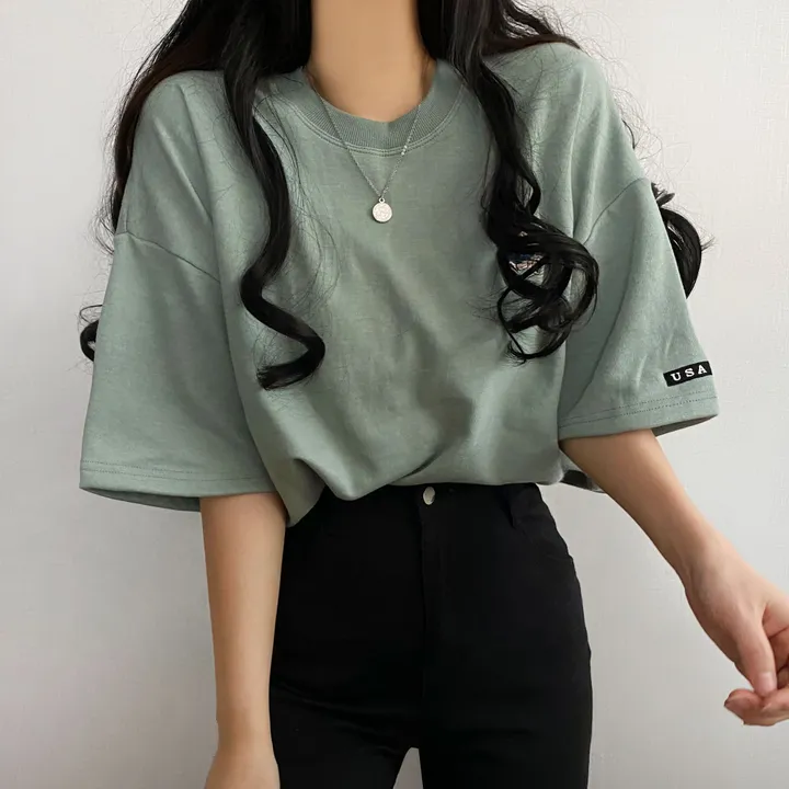 [예쁨/데일리] 베어 라벨 자수 오버핏 반팔티T 상세 이미지 8