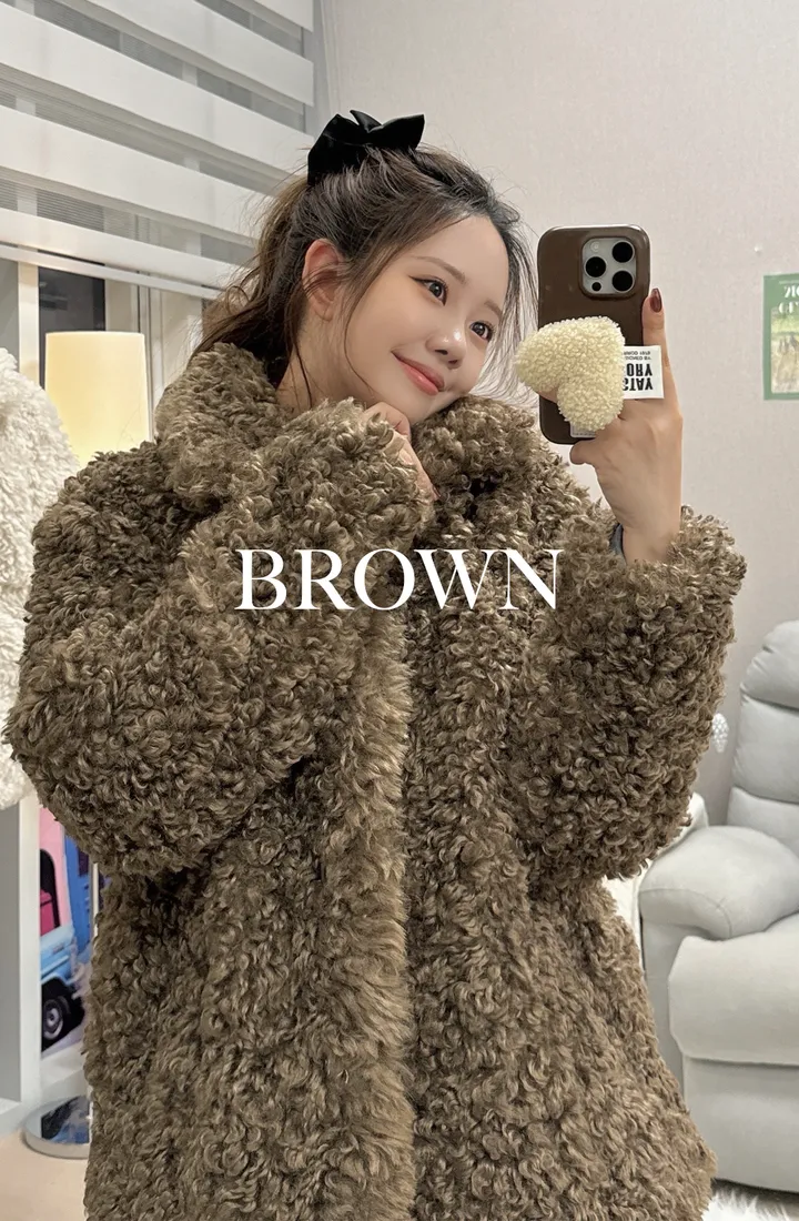 [안아주고싶은/품절임박] 풍성 복실 오버핏 카라 양털 퍼 코트 자켓 상세 이미지 5