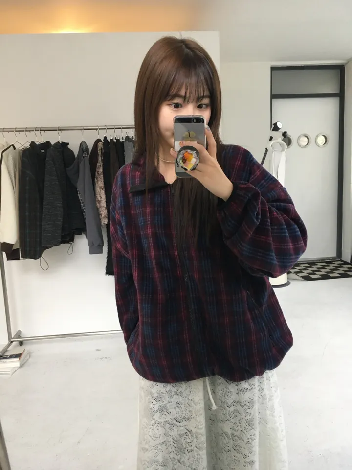 (2 color) 도쿄 체크 후리스집업 상세 이미지 50