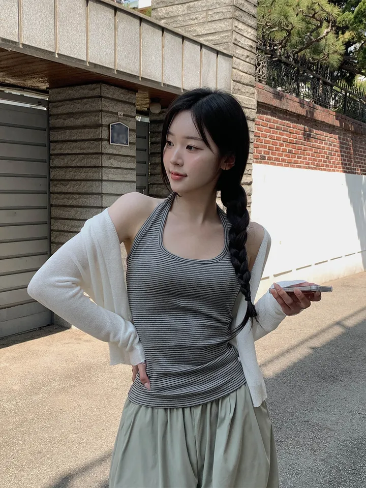 [여름까지🩵/핏강추] 르비 시스루 여리핏 세미 크롭 브이넥 긴팔 가디건 5colors 상세 이미지 7