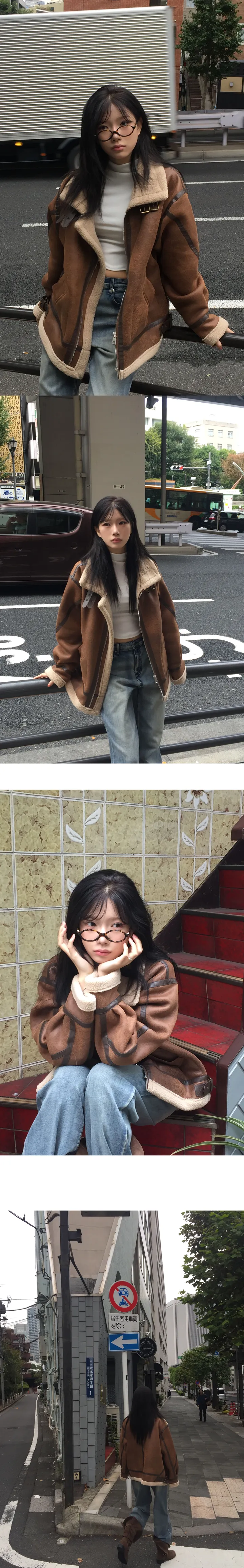 in tokyo [멋스러운 오버핏] 하이넥 터틀 버클 스웨이드 무스탕 -2color 상세 이미지 8