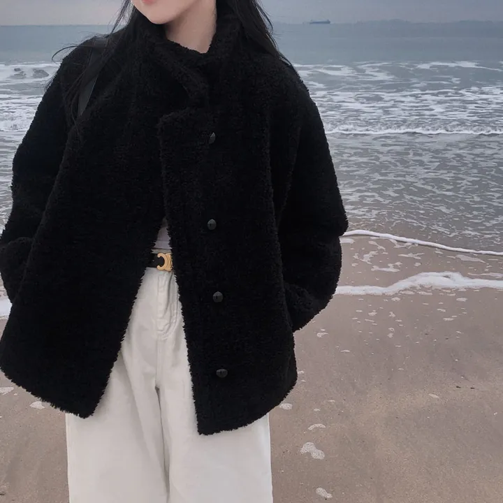 [왕아방핏🤎/주문폭주✨]후회없는 선택,푸들 양털 오버핏 하프 스웨이드 퍼자켓,코트 상세 이미지 45