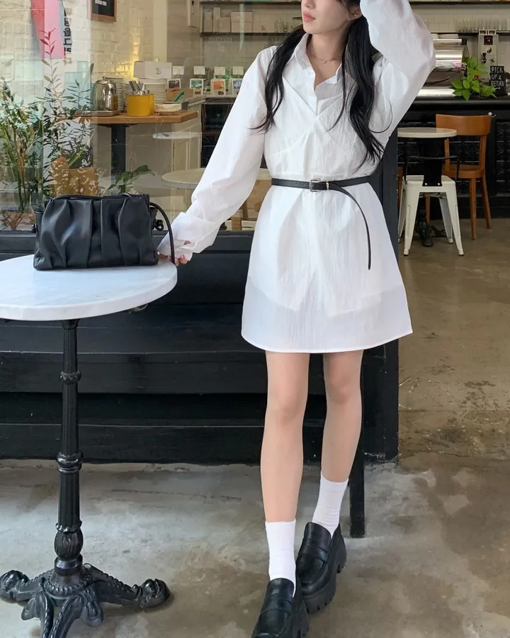 [set🖤/기장조절/데이트룩] 셔츠ops+뷔스티에ops 투피스 레이어드 세트set 상세 이미지 23