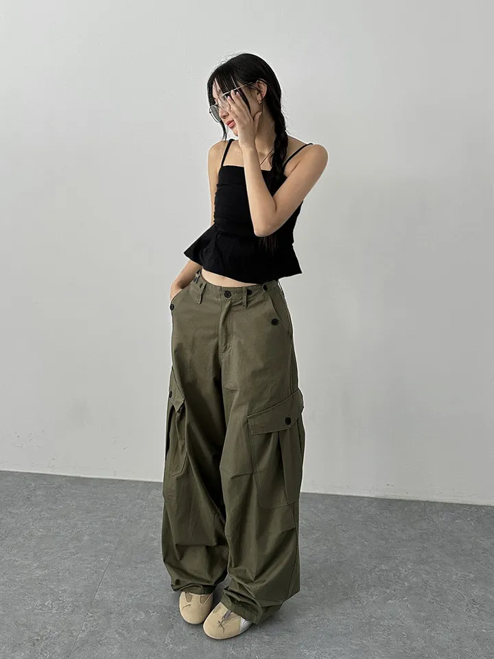 [극강퀄리티!비죠버튼 허리조절/치노 캥크링 포켓 핀턱 빅카고 와이드팬츠] 치노비죠카고와이드팬츠 상세 이미지 37