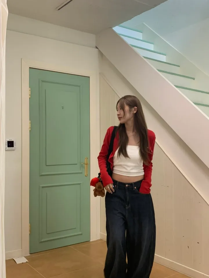 빈티지 딸기 가디건 레드,아이보리, 블랙 [가디건/디테일/빈티지/여름코디/코디추천/데일리/대학생/캐주얼/y2k] 상세 이미지 9