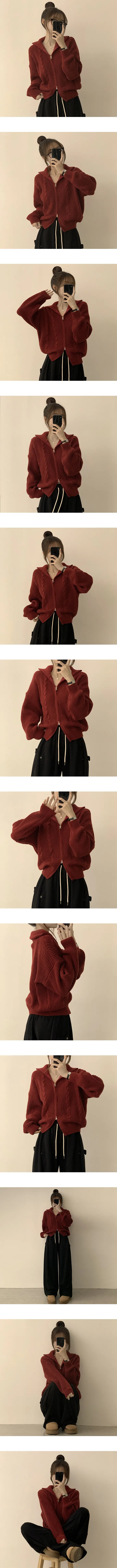 [리뷰99%만족/도톰🐻/퀄리티보장!] 벨리 투웨이 데일리 가을 카라 집업 겨울 긴팔 꽈배기 니트 가디건 하이넥 데일리 아우터 5color 상세 이미지 3