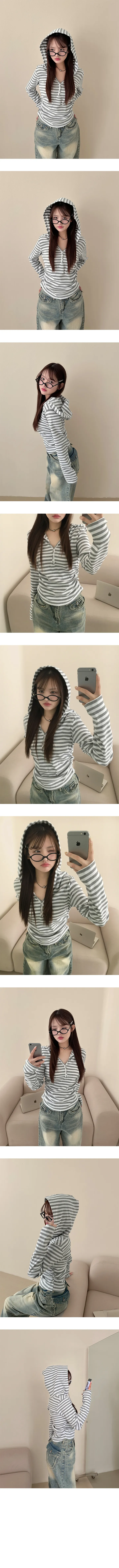 *묶음할인[옆셔링!/슬림여리핏] 요즘필수, 스트라이프 골지 후드 긴팔티 상세 이미지 8