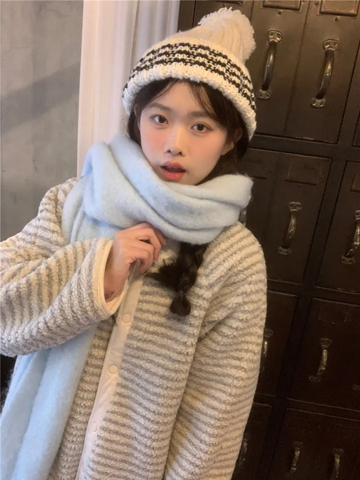[봄신상💗/누빔안감]크림소다 잔줄 스트라이프 뽀글이 양털 논카라 자켓 상세 이미지 11
