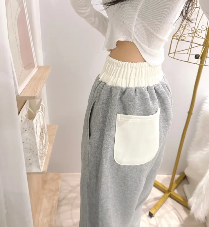 *2way [주머니배색 포인트!] 패트 배색 밴딩 힙 와이드 롱 트레이닝팬츠 롱팬츠 - 4color 상세 이미지 12
