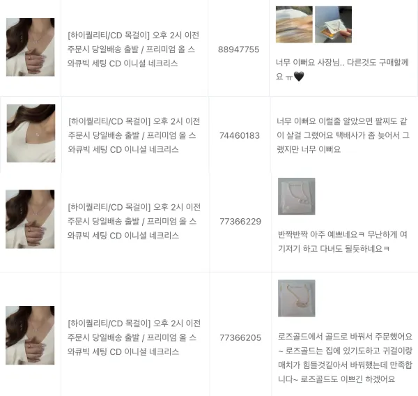 [2차 재입고/후기증명 하이퀄리티/CD 목걸이] 오후 2시 이전 주문시 당일출고 / 프리미엄 올 스와큐빅 세팅 CD 이니셜 네크리스 상세 이미지 2