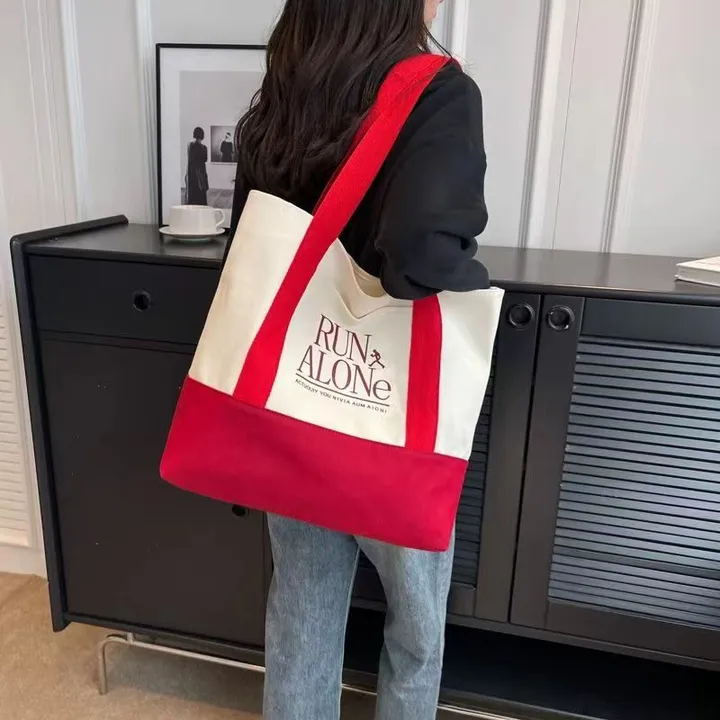 여성 캐주얼 캔버스 지퍼 에코백 상세 이미지 6